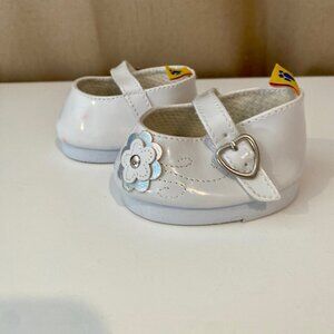 Build-A-Bear White‎ Mary Jane Shoes w/ Flowers – Patent Leather